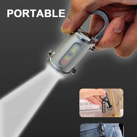 7 Modes Flashlight COB Work Light TYPE-C Rechargeable LED Keychain Hanging Portable Light Waterproof Keyring Camping Pocket Lamp