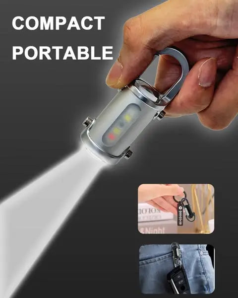7 Modes Flashlight COB Work Light TYPE-C Rechargeable LED Keychain Hanging Portable Light Waterproof Keyring Camping Pocket Lamp