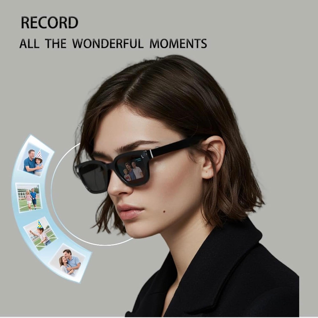 4K Camera Glasses, AI Smart Glasses with Real-Time Translation & Voice Assistant, 2 Lens Set (Blue Light Filter/Black Lens) for Outdoor,Work,Travel, Business