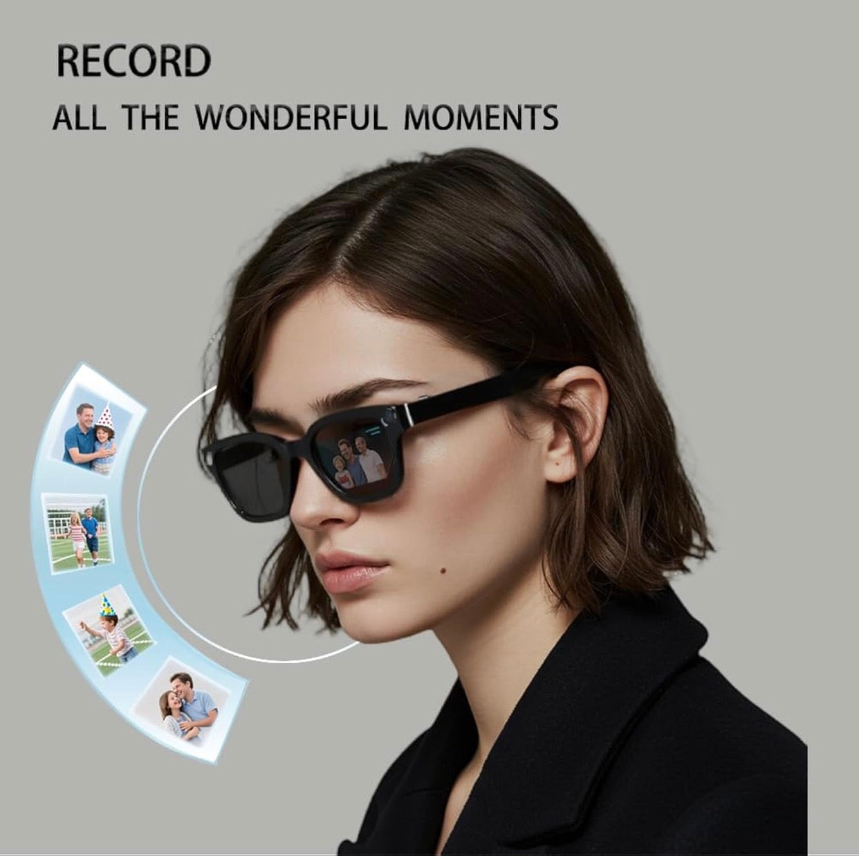 4K Camera Glasses, AI Smart Glasses with Real-Time Translation & Voice Assistant, 2 Lens Set (Blue Light Filter/Black Lens) for Outdoor,Work,Travel, Business