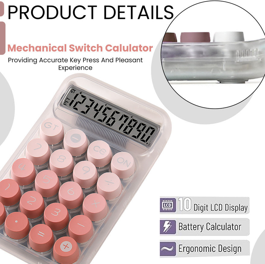 Transparent Calculator - Cute Cube Style for Office & Student Use Basic Calculator (10 Digit)