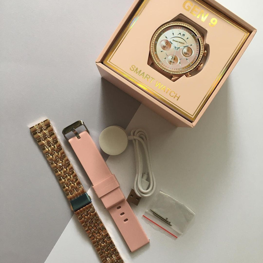 Round Rose Gold Gen 9 Dia mond Edition Smartwatch Smartwatch (Rose Gold Strap, rjmobil01