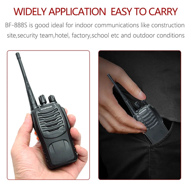 BaoFeng BF-888S Walkie Talkie 2 Way Radio Long Range (Black, 2 Pieces)
