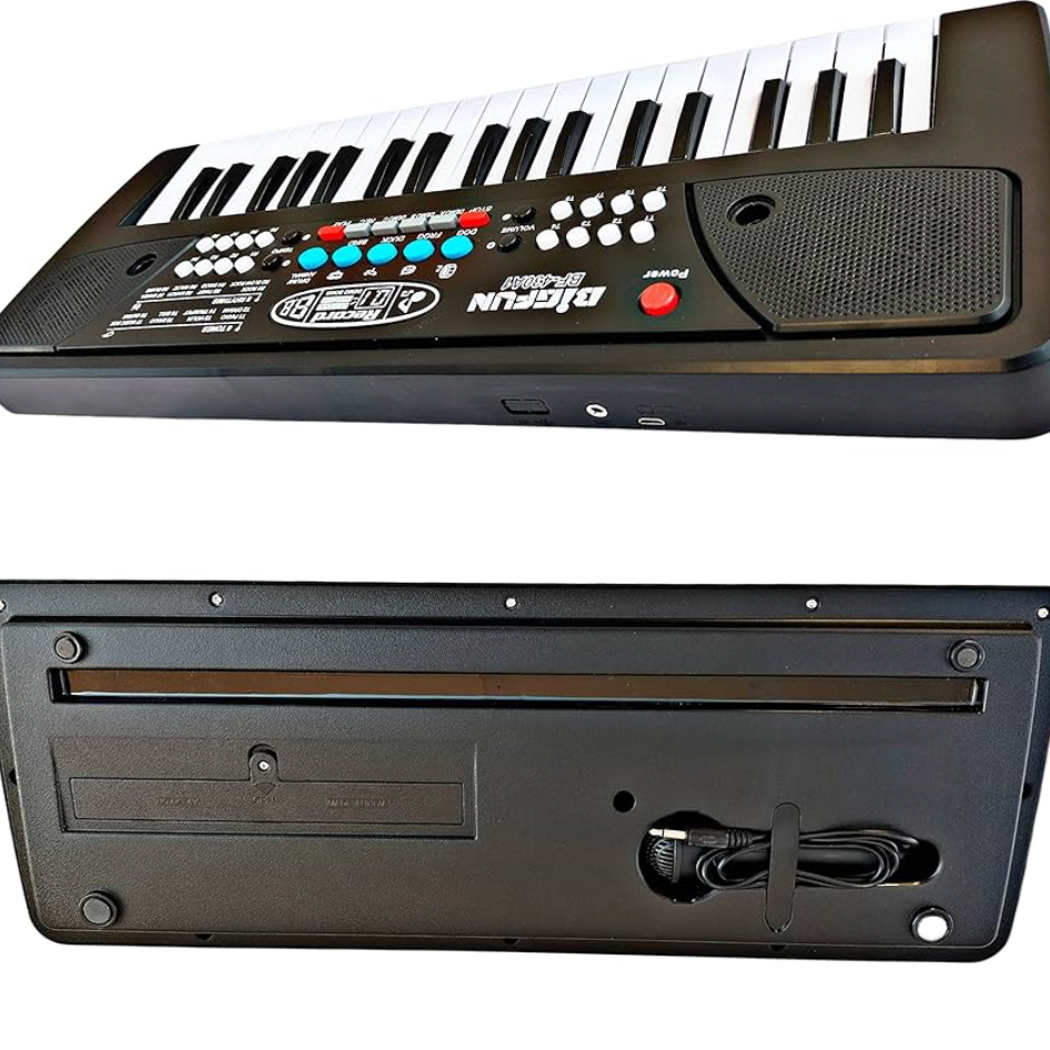 B Key Piano Keyboard Toy with Power Option, Recording and mic, Electronic Piano Keyboard(Black)