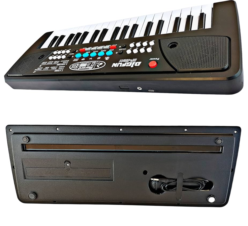 B Key Piano Keyboard Toy with Power Option, Recording and mic, Electronic Piano Keyboard(Black)