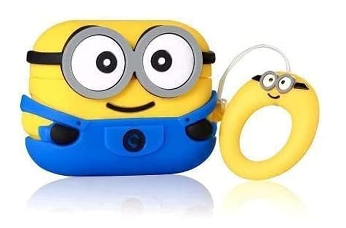 AirPods Pro Soft Silicone Protective Case 3D Design Shockproof Case Cover with Anti-Lost Metal Keyring Compatible for Apple AirPods Pro (Yellow Cartoon)