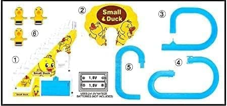 Fun Express Duck Slide Toy Set, Funny Automatic Stair-Climbing Ducklings Cartoon Race Track Set Duck Roller Coaster Escalator Toy with Flashing Lights and Music (Duck Track Set)