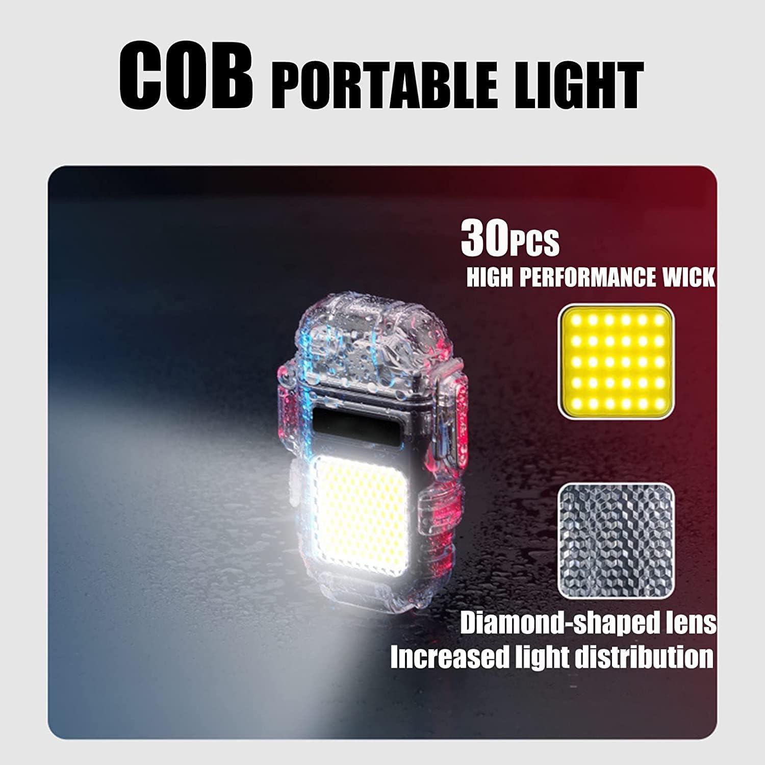 Rechargeable Coil Lighter With LED Light Windproof USB Charging, Camping
