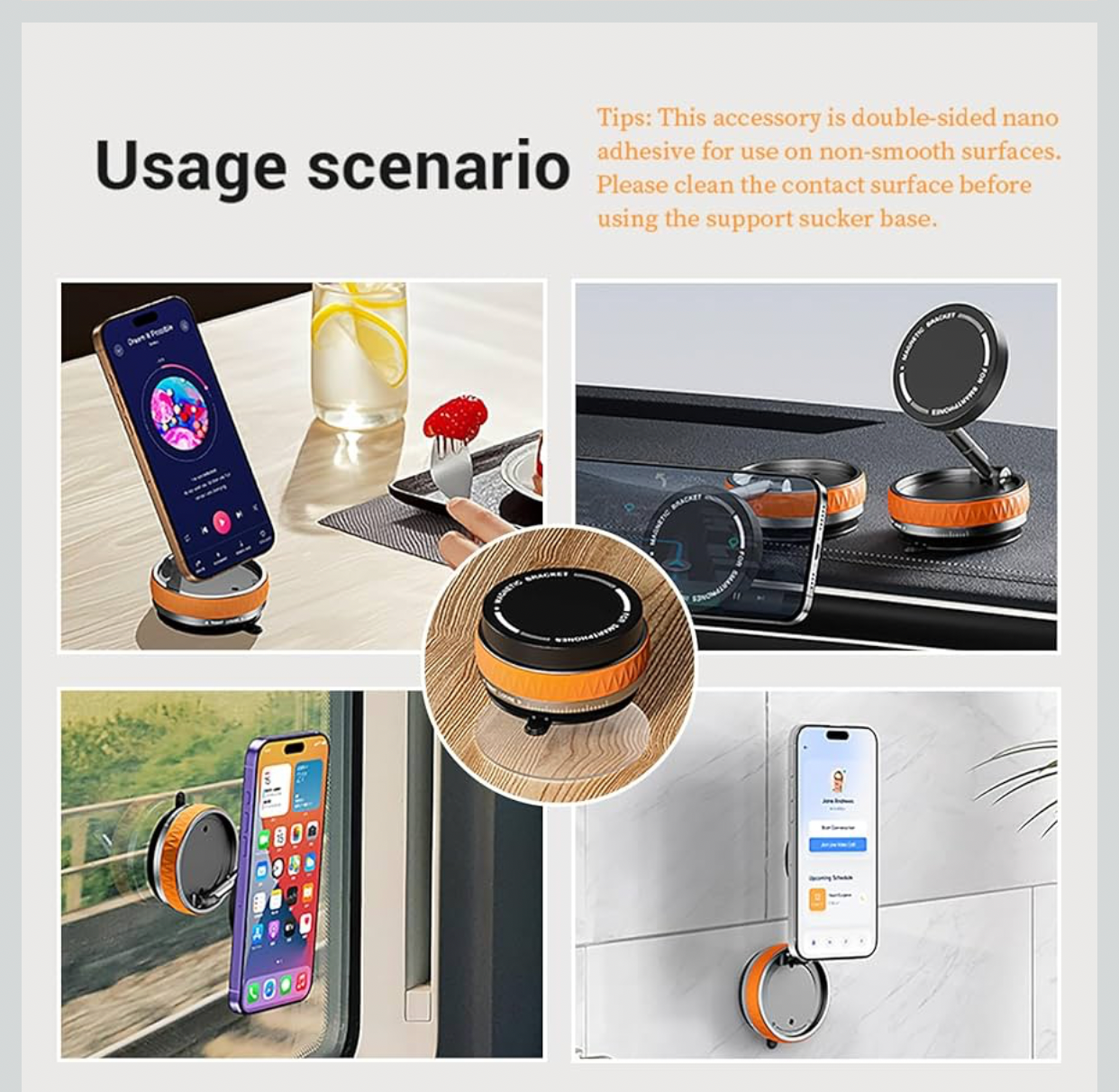 Suction Cup Phone Mount, 360 Rotatable Car Magnetic Phone Holder,Swivel Locking Vacuum Phone Mount Charging-Free,Vacuum Phone Holder for Car/Gym/Mirror All Smartphones