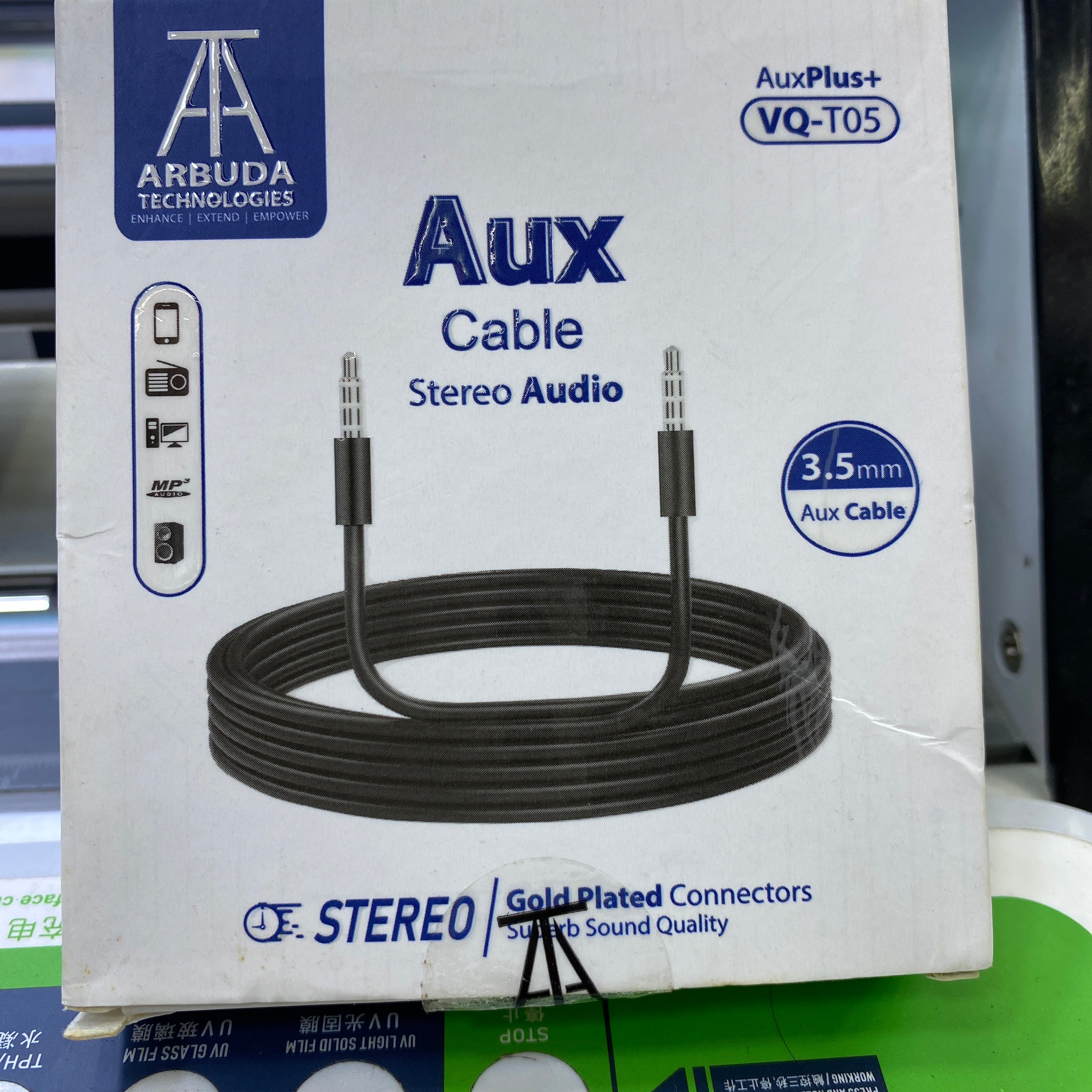 Aux cable stereo audio