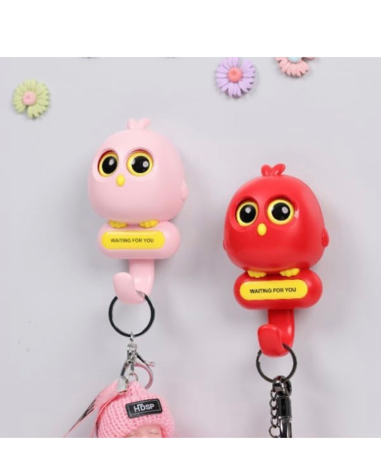 Cute Owl Wall Key Holder with Hook, Decorative Animal Design, Multiple Colours Available.