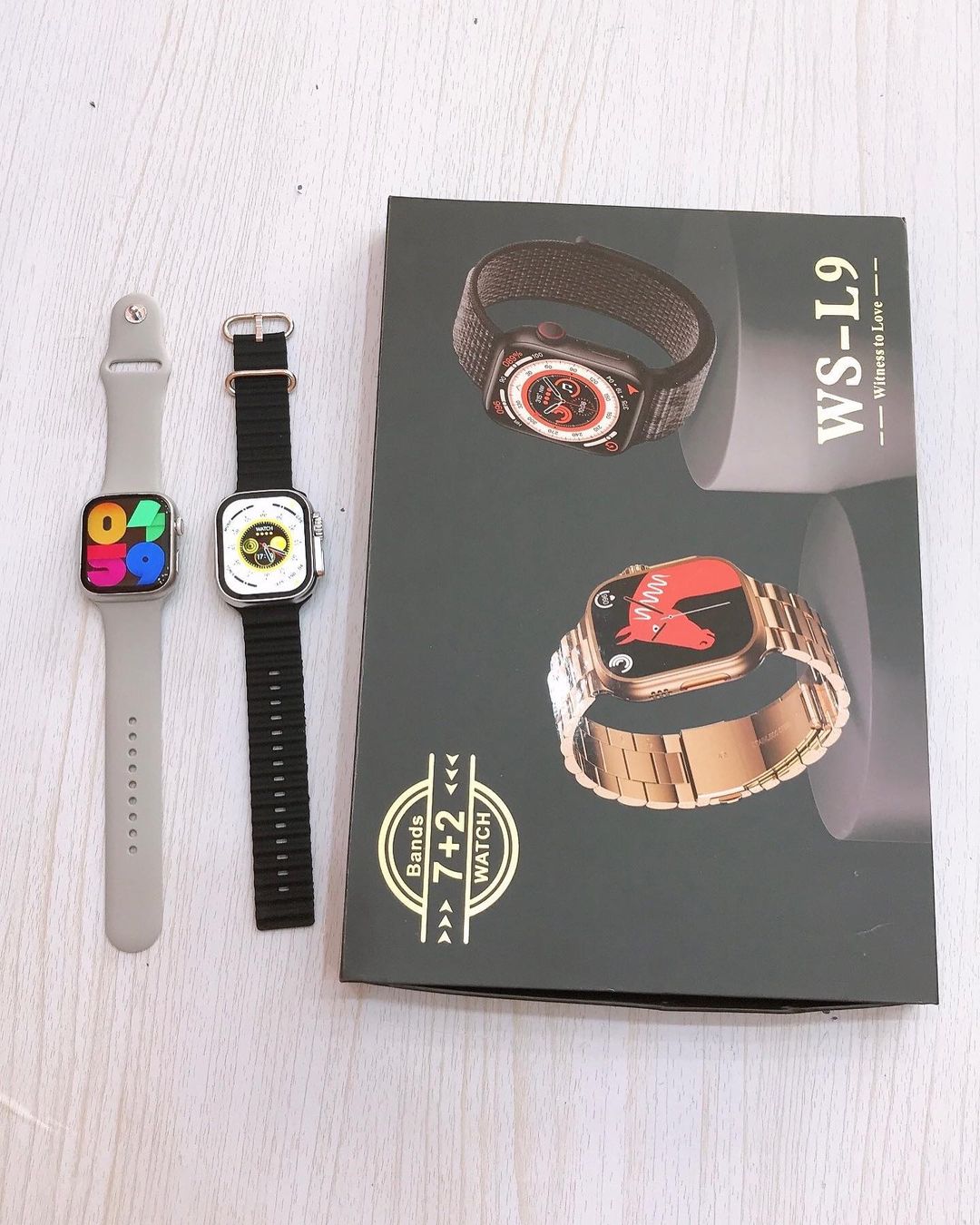 2023 latest WS-L9 7+2 ws-l9 smart watch 7in 2 straps smartwatch wireless connection call heart rate