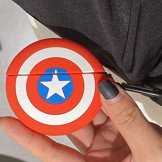 Silicone 3D Cartoon Case Cover for Airpods Pro | Captain America Funny Case for Kids, Girls And Boys Air pods Pro Case With Design for Airpod Pro(only case not include airpod))