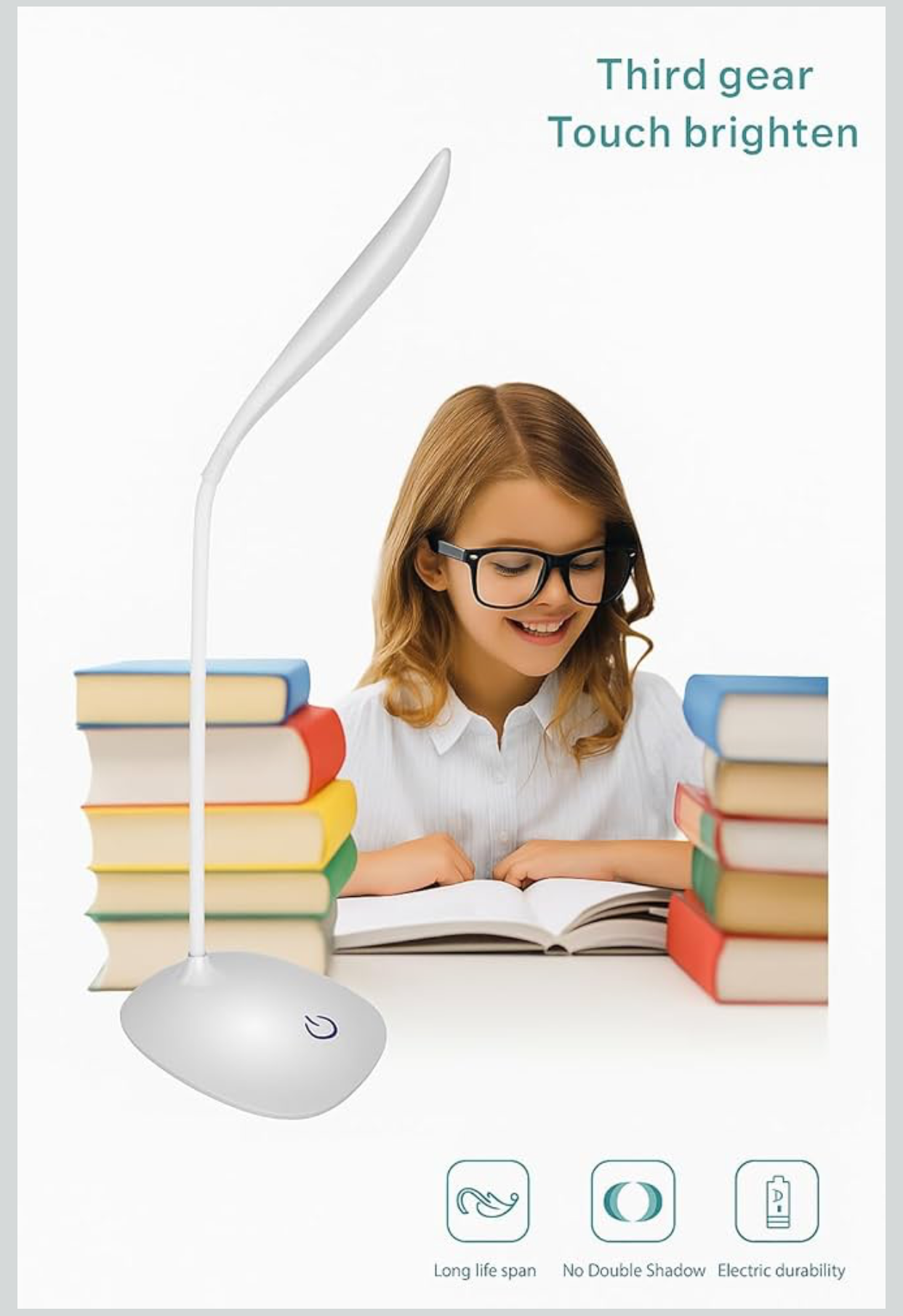 LED Desk Lamp with Touch Control | 3-Level Dimmable Brightness | Flexible Gooseneck Table Lamp | Eye Protection Reading Light for Study, Office & Bedroom | USB Powered