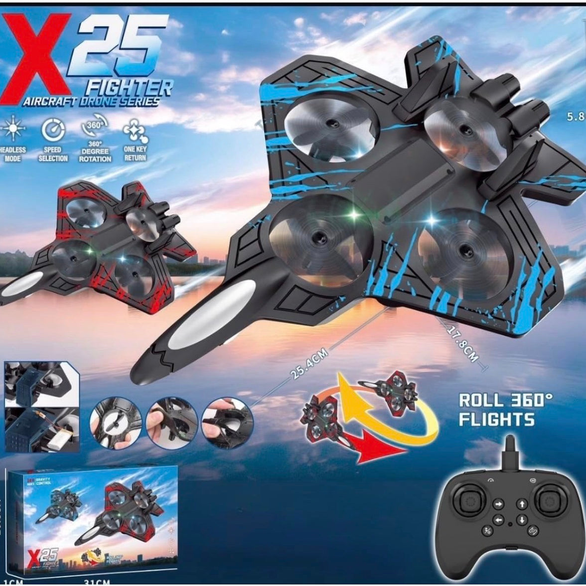 Fighter Plane RC Plane - 2.4 GHz Remote Controlled Fighter Plane || RC Airplane Easy to Fly Stable Jet Fighter Toys for Kids || LED Lights, 360 Degree Hovering Airplane and Stun Roll.