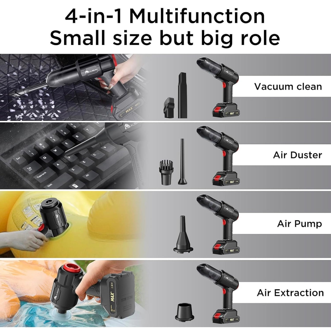 Cordless 3 in 1 High Power Car Vacuum Cleaner Portable
Wireless