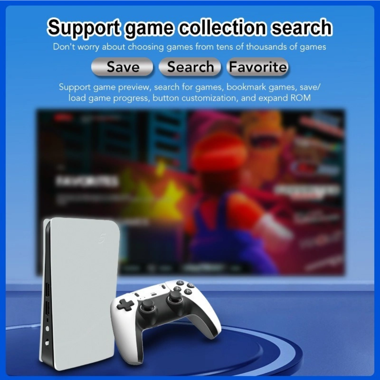 RS5 Game box| 46,000+ Classic Games | 2 Wireless Controllers | 4K HDMI Plug & Play