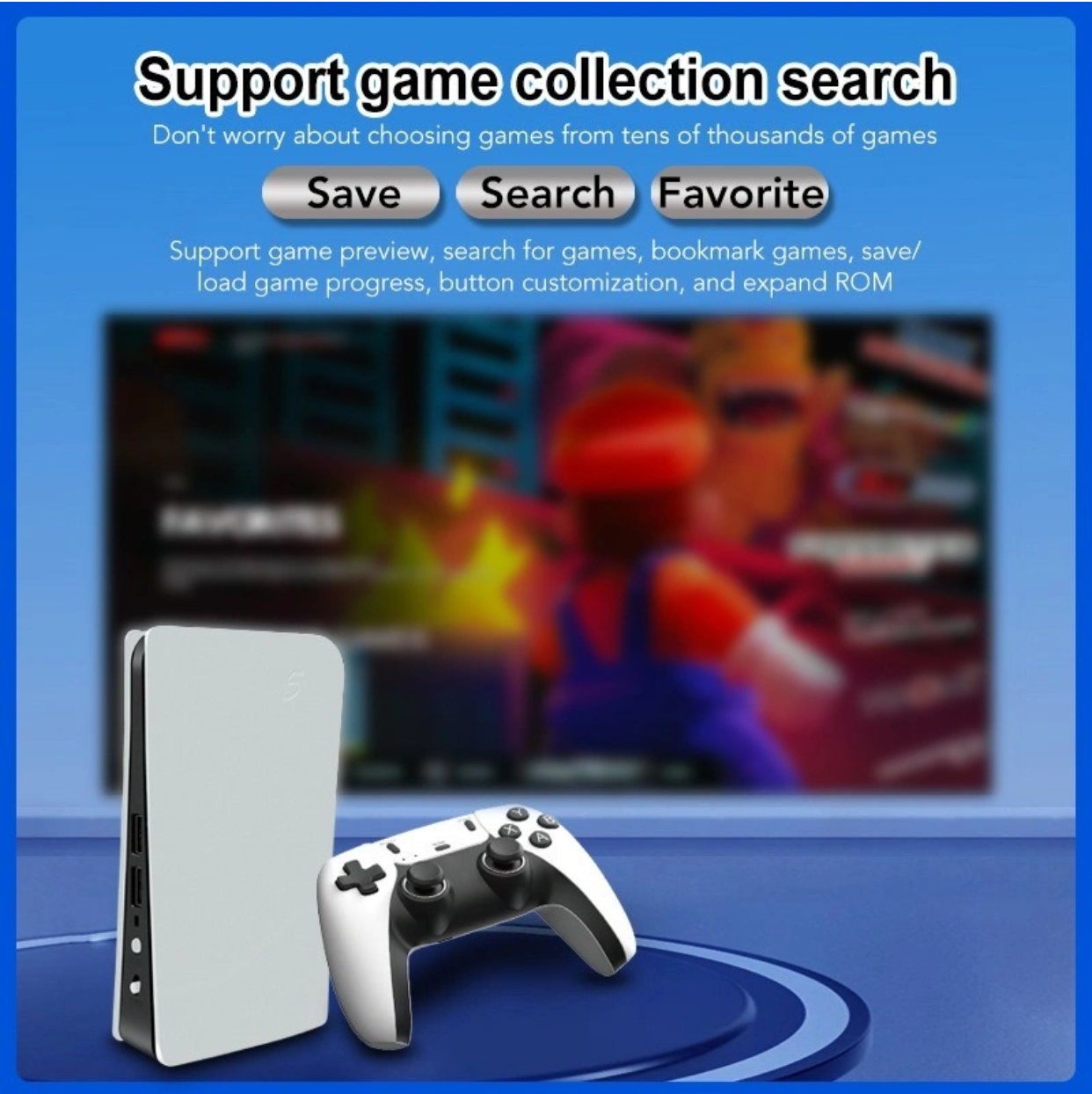 RS5 Game box| 46,000+ Classic Games | 2 Wireless Controllers | 4K HDMI Plug & Play