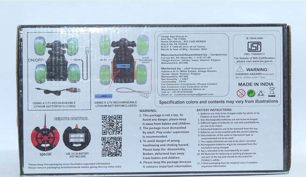 pray Remote Control Stunt Car with LED Lights, Music, Phone Control, Bluetooth, 360� Rotation