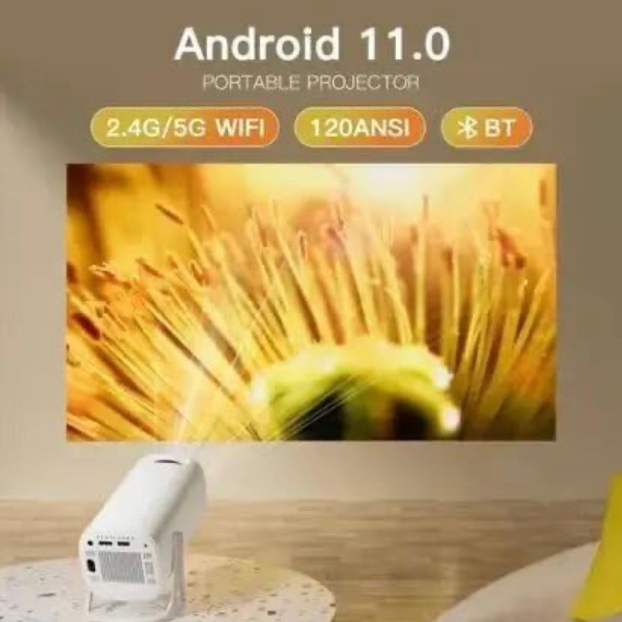 Android Portable Projector for Home 720p Native FHD and UHD Support Build in Speakar