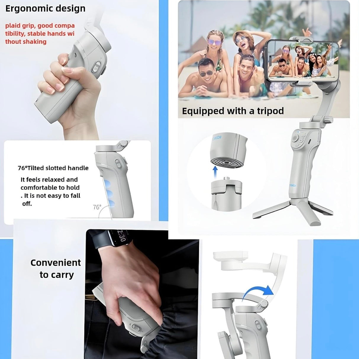 Three-axis Mobile Phone Frame, Selfie Stick, Anti-shake Live Photography Mobile Phone Stabilizer gimble