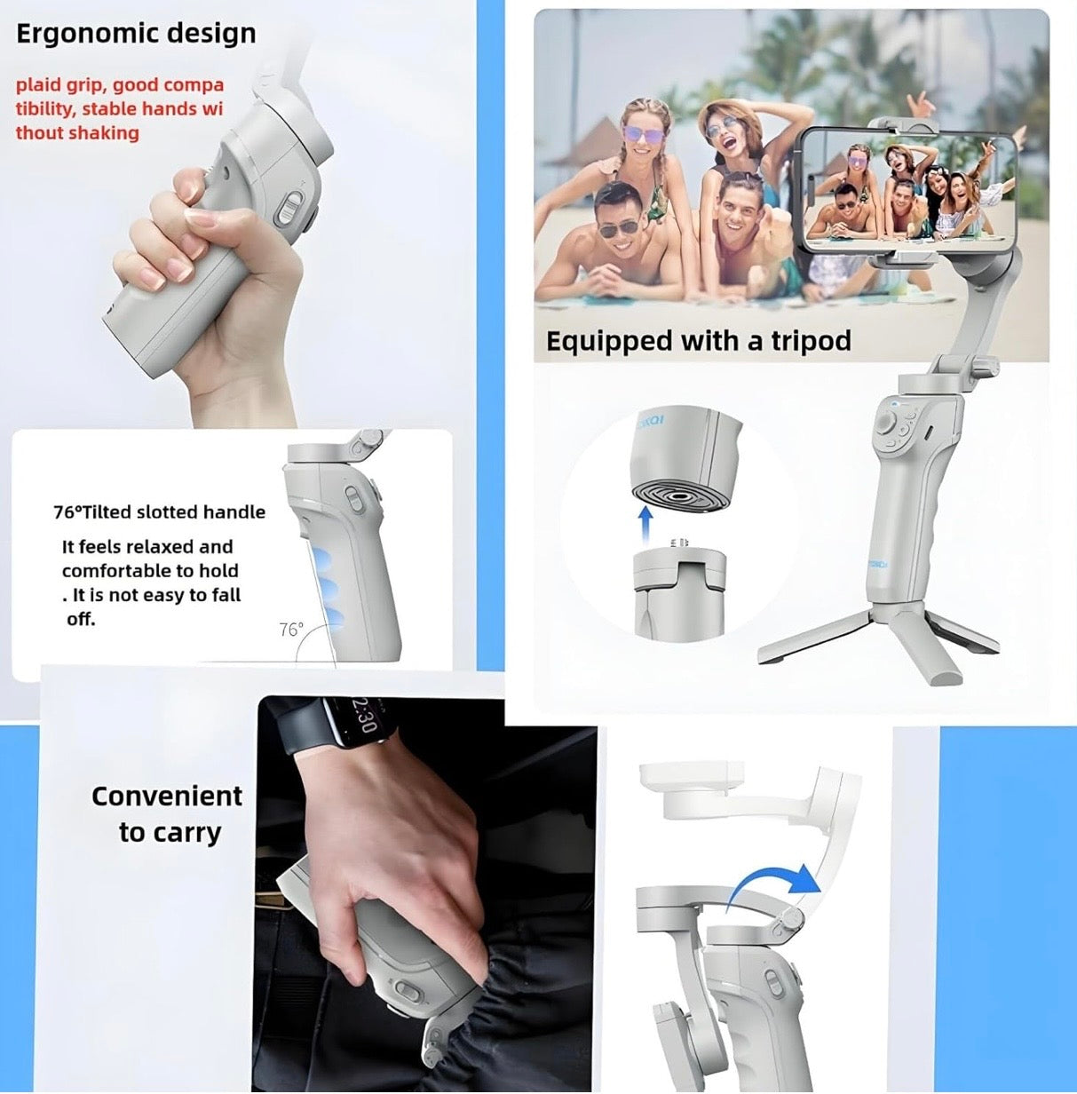 Three-axis Mobile Phone Frame, Selfie Stick, Anti-shake Live Photography Mobile Phone Stabilizer gimble