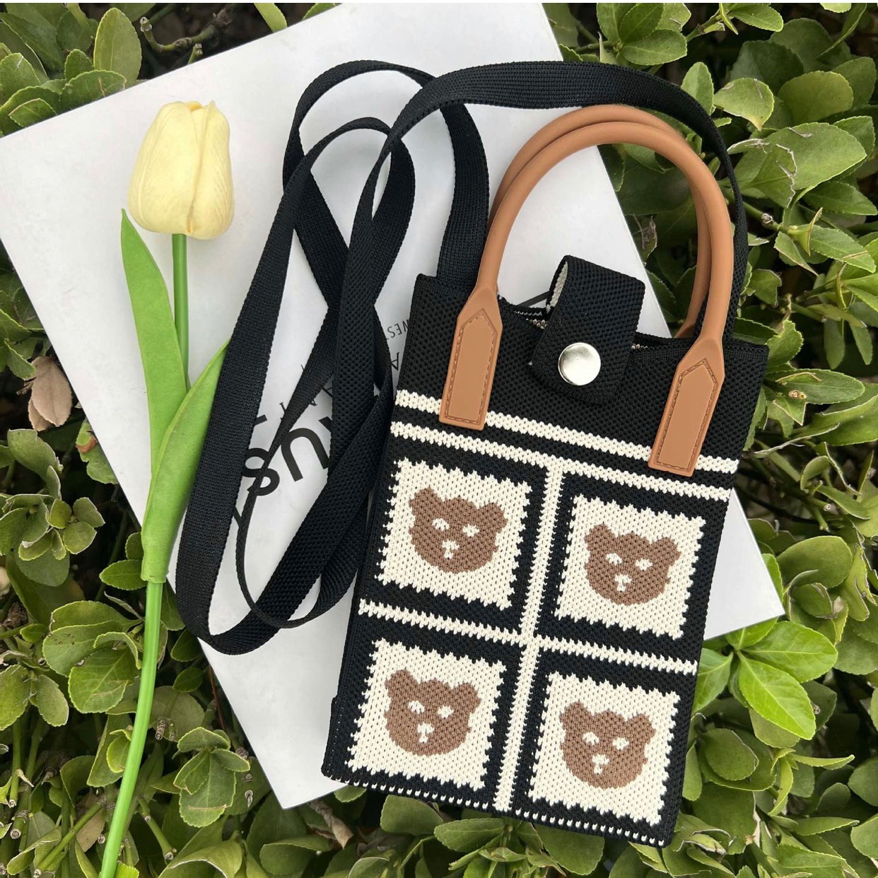 Knit Crossbody Sling Bag Panda & Bear Edition