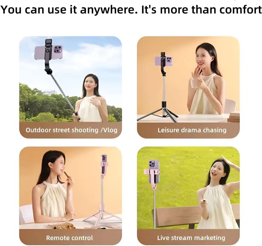 R1S-L Portable Selfie Stick with Mini 3 Legs Tripod Stand with LED Fill Light Long Bluetooth