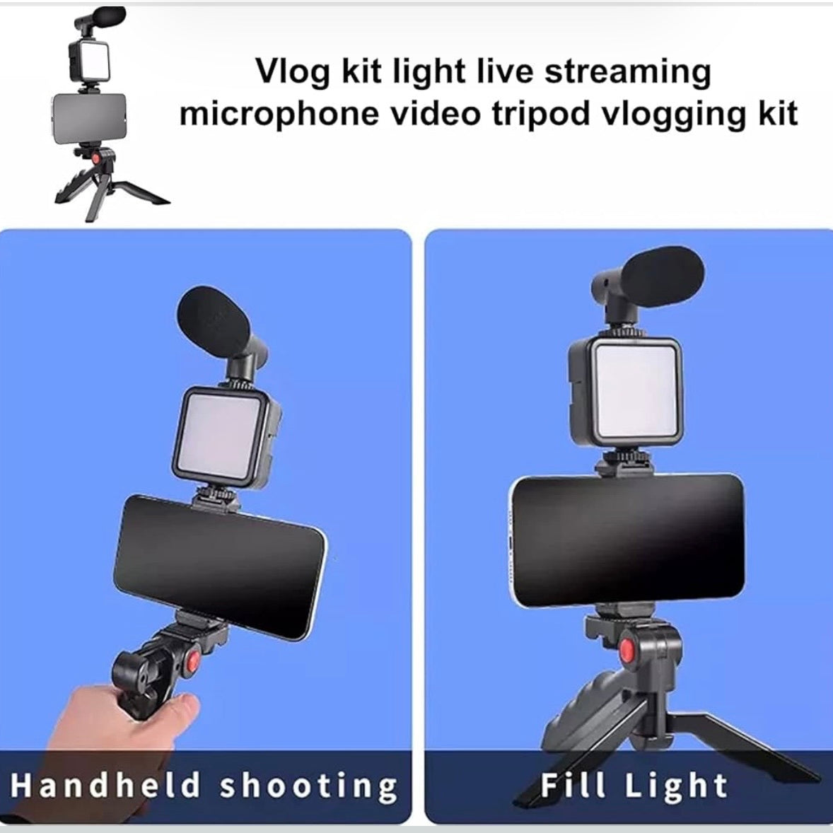 Vlogging Kit with Ball Head | Tripod | Smartphone Holder | Flexible Arm | for Live Streaming and Selfie, Video Recording,