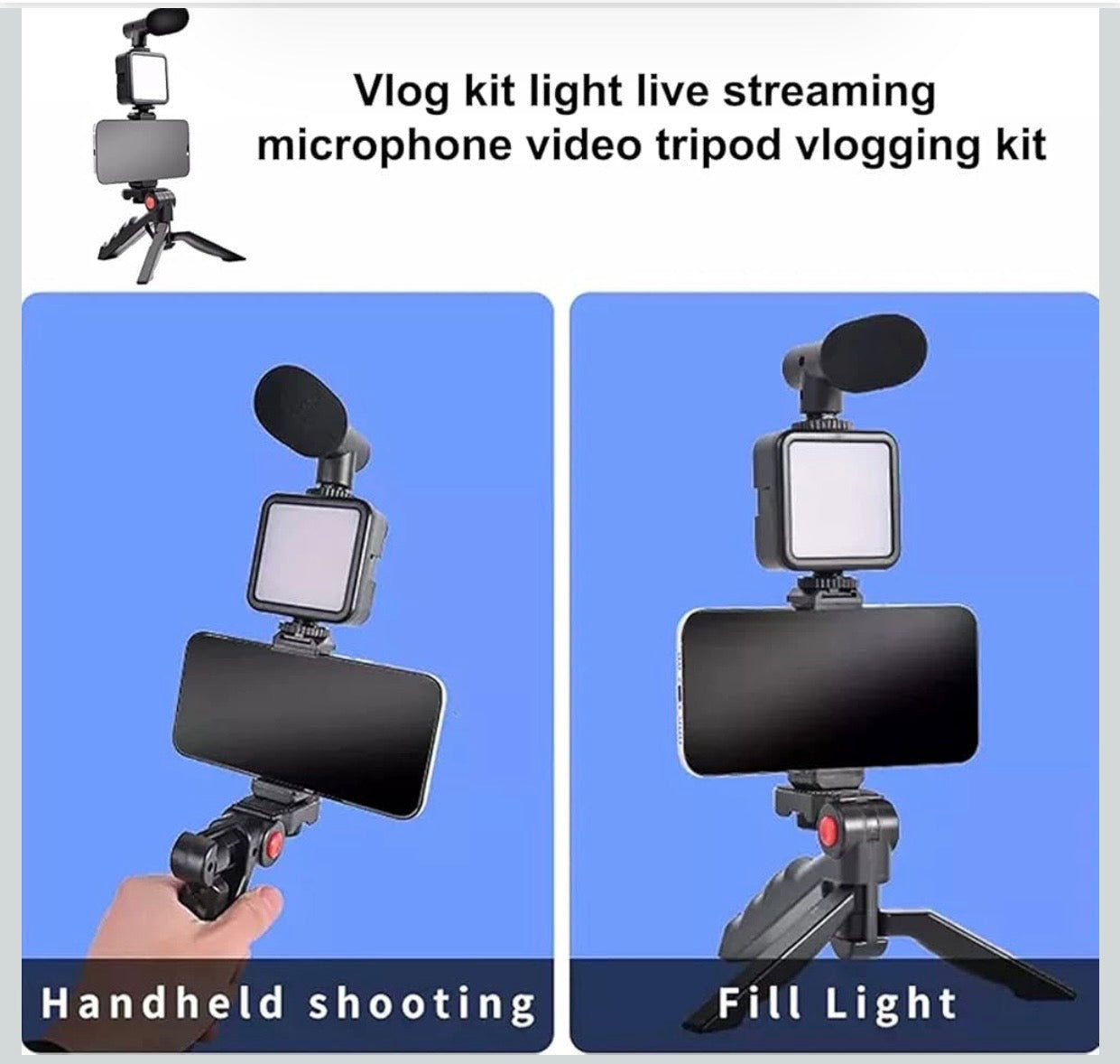 Vlogging Kit with Ball Head | Tripod | Smartphone Holder | Flexible Arm | for Live Streaming and Selfie, Video Recording,