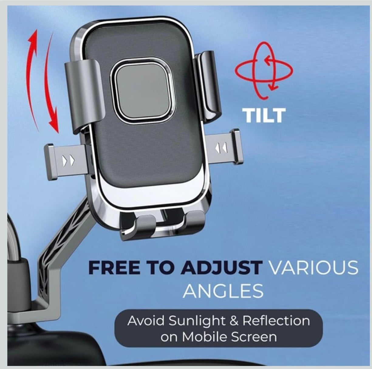 Bike Mobile Mirror Holder – One-Click Lock, Anti-Shake, 360° Rotation – Firm Grip Phone Mount for Scooty, Activa, Jupiter, Electric Scooters & Motorcycles