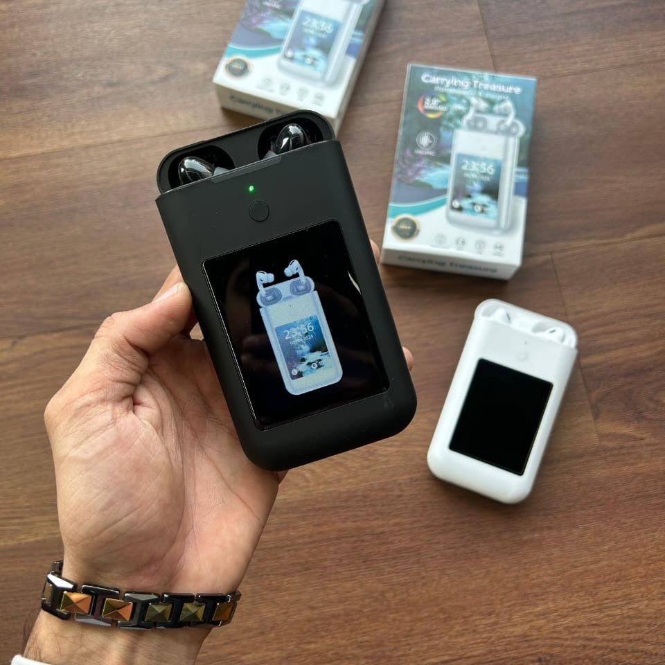 TWS Wireless Earbuds with 2.8
Inch HD Touch Screen, 8000mAh Power Bank,