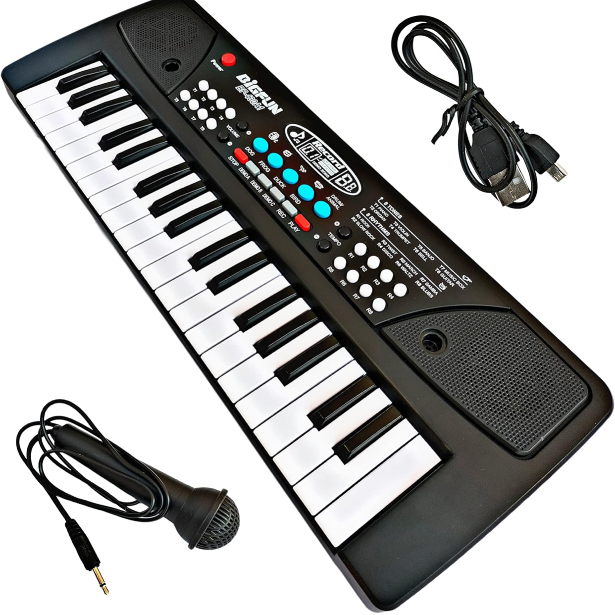 B Key Piano Keyboard Toy with Power Option, Recording and mic, Electronic Piano Keyboard(Black)