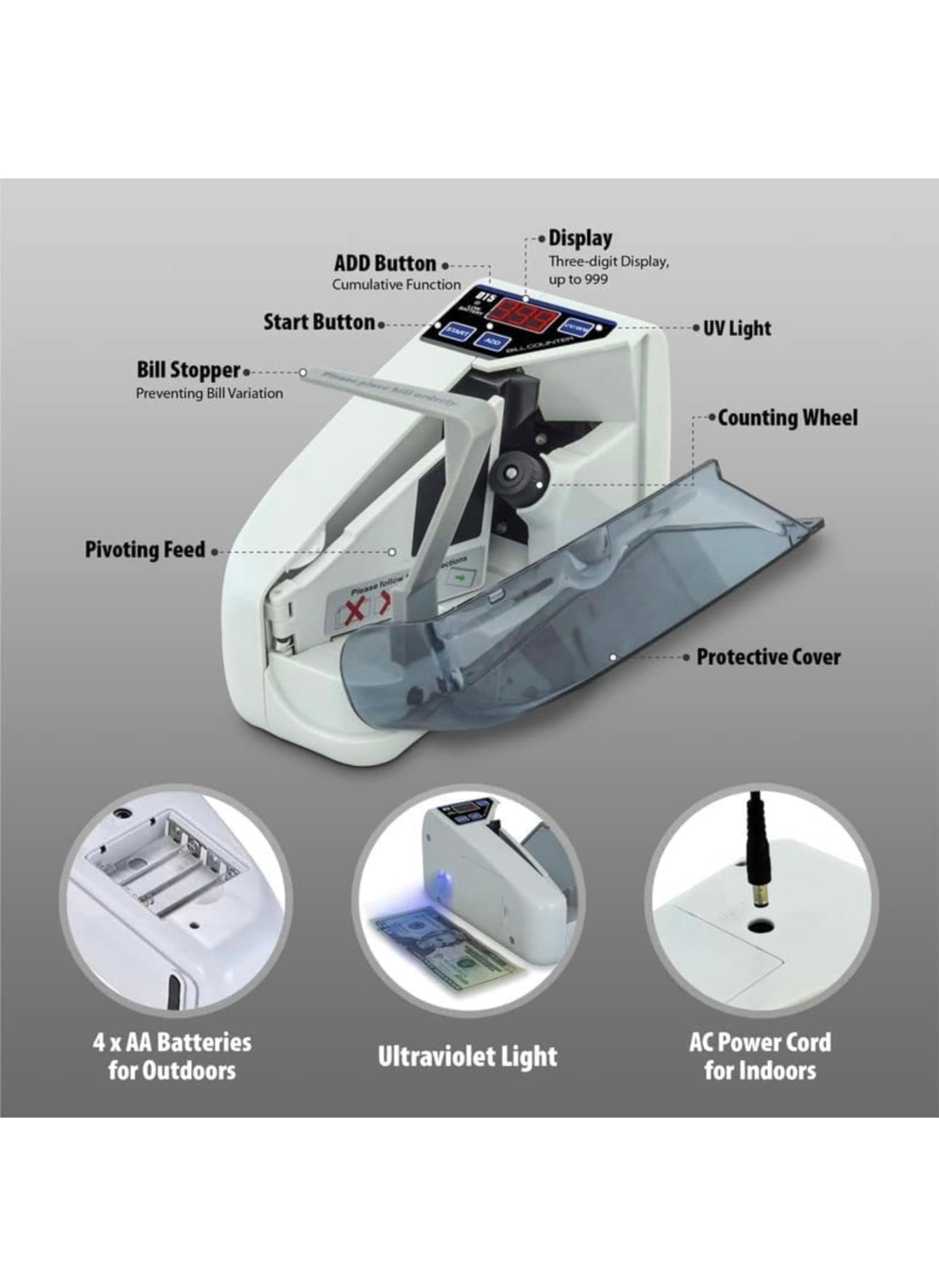 Handy Counter Note Counting Machine (Counting Speed - 600 notes/min