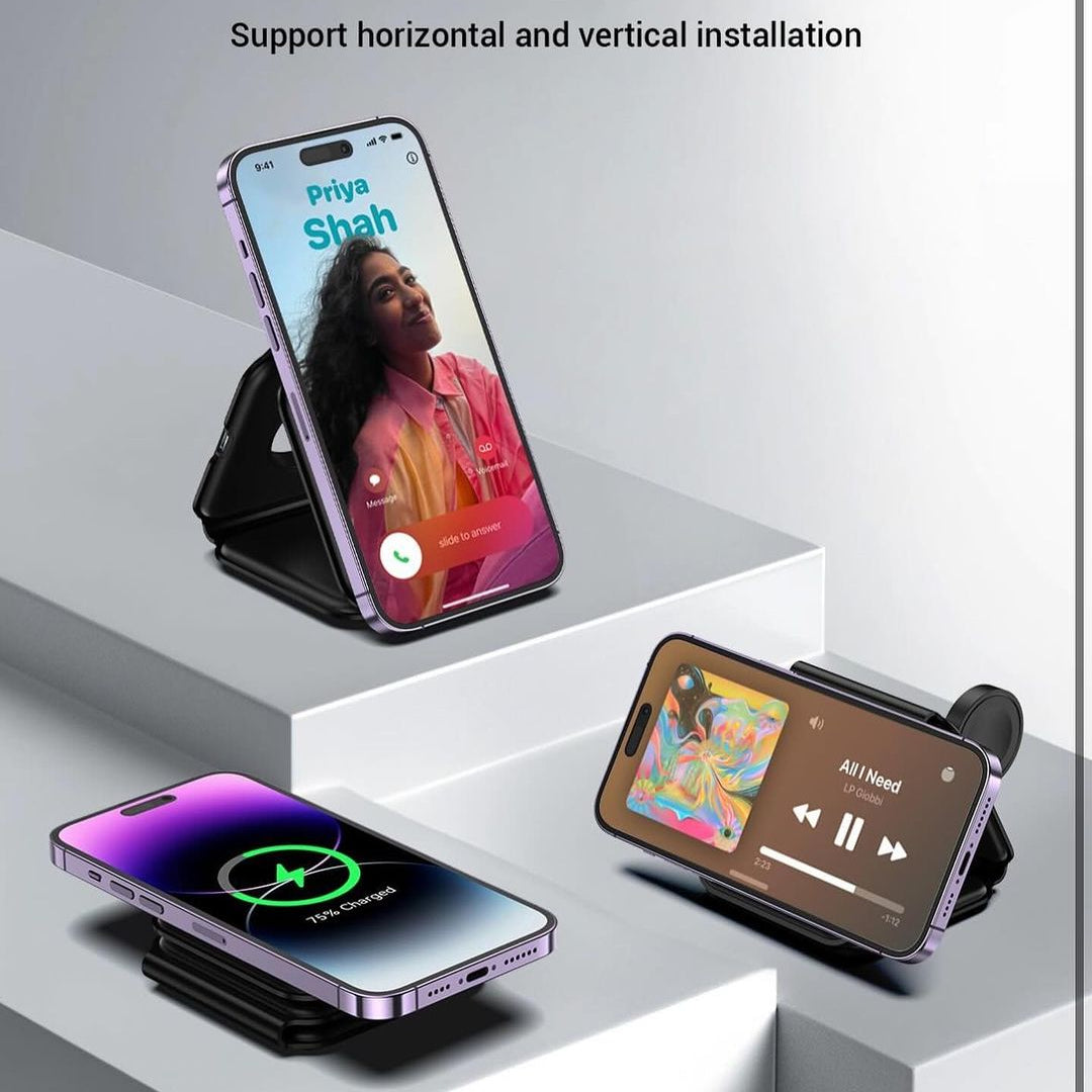 3 in 1 Magnetic Foldable MagSafe Compatible Wireless Charger rjmobile01