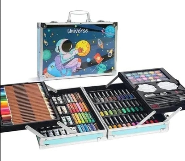145-Piece Non-Toxic Watercolor & Coloring Box – Complete Drawing & Painting Kit For Kids & Beginners