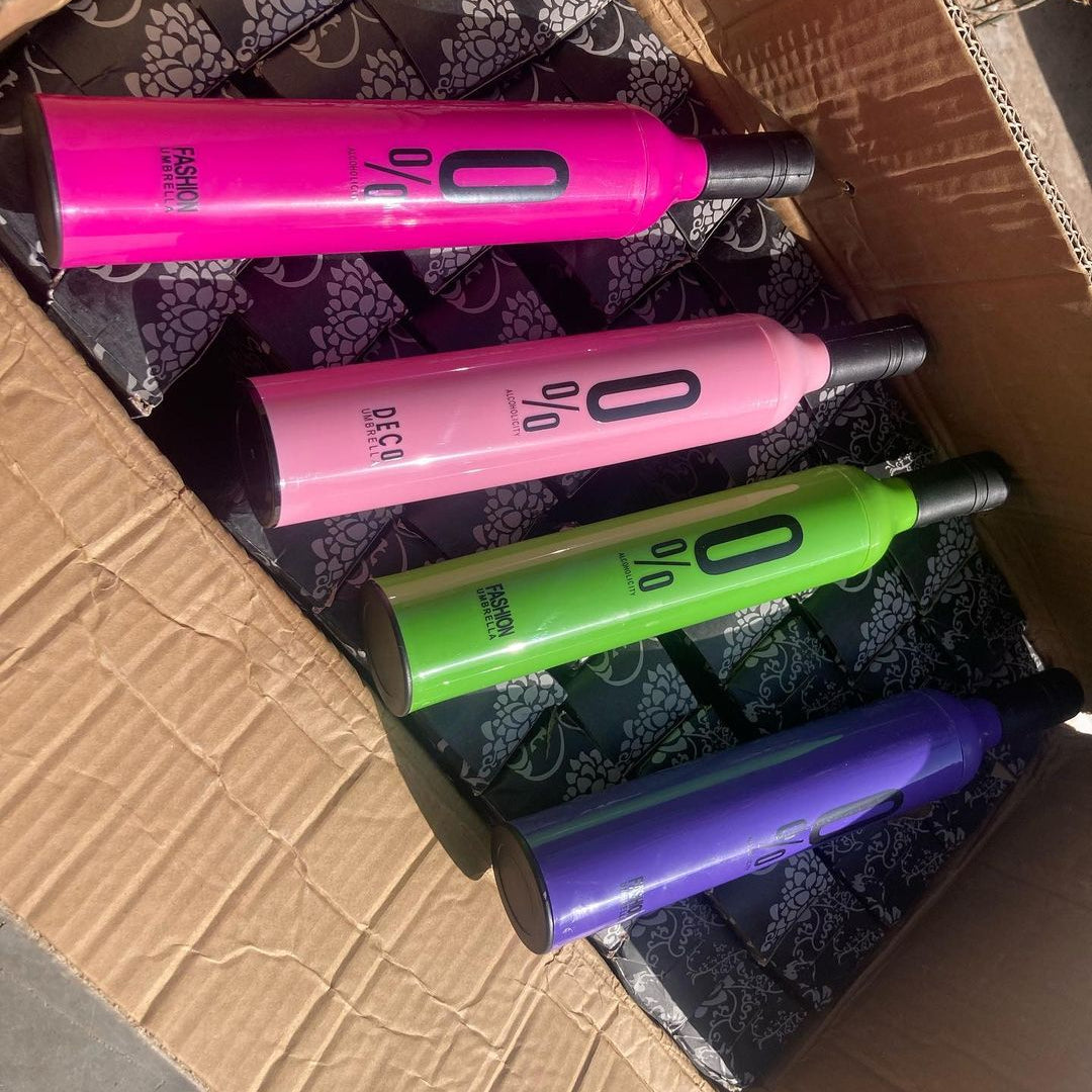 Folding Portable Umbrella with Bottle Cover for UV Protection & Rain