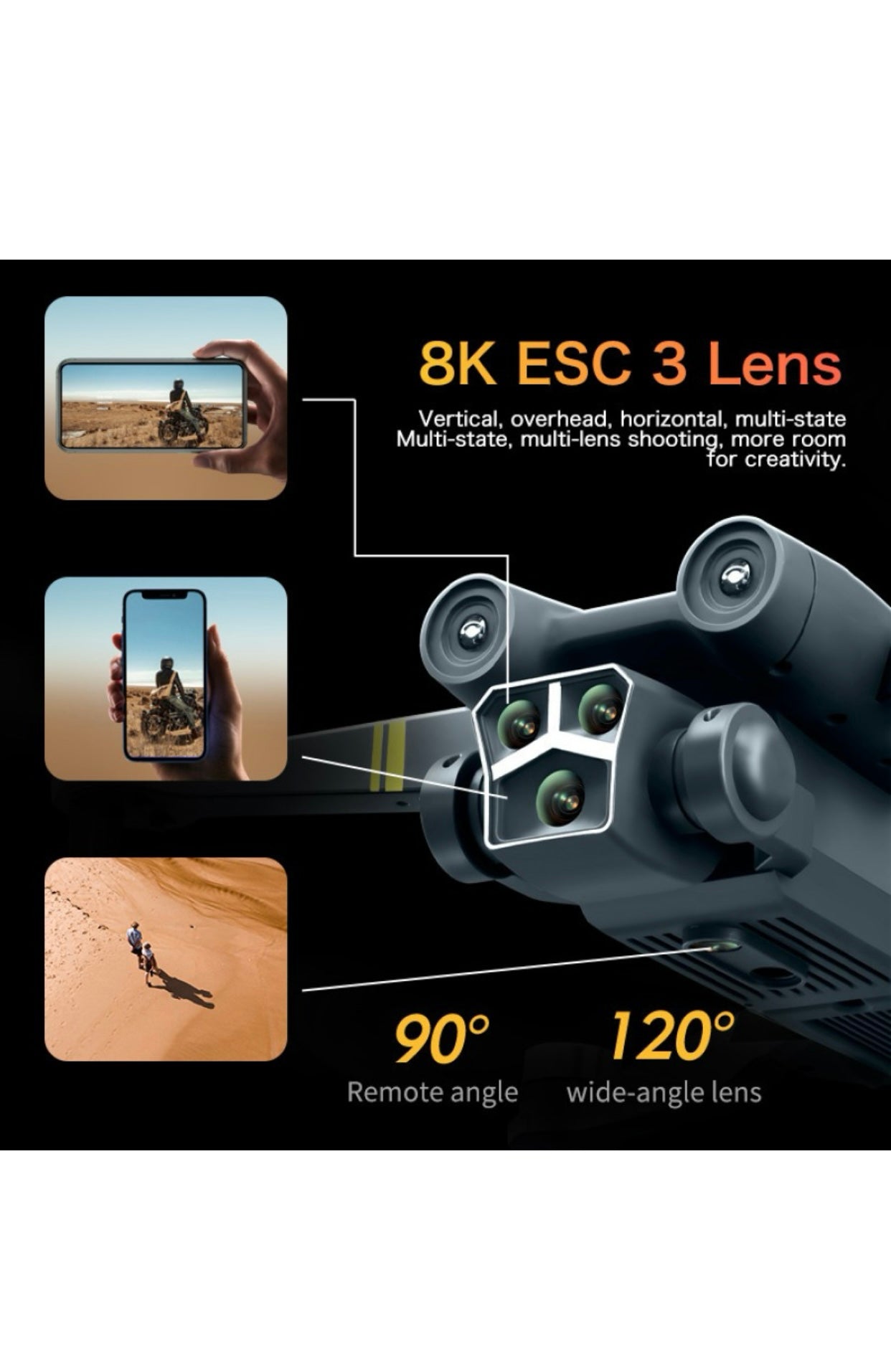 M3 MAX Drone with 3 Camera 5G WIFI 360 Obstacle Avoidance FPV Foldable Drone