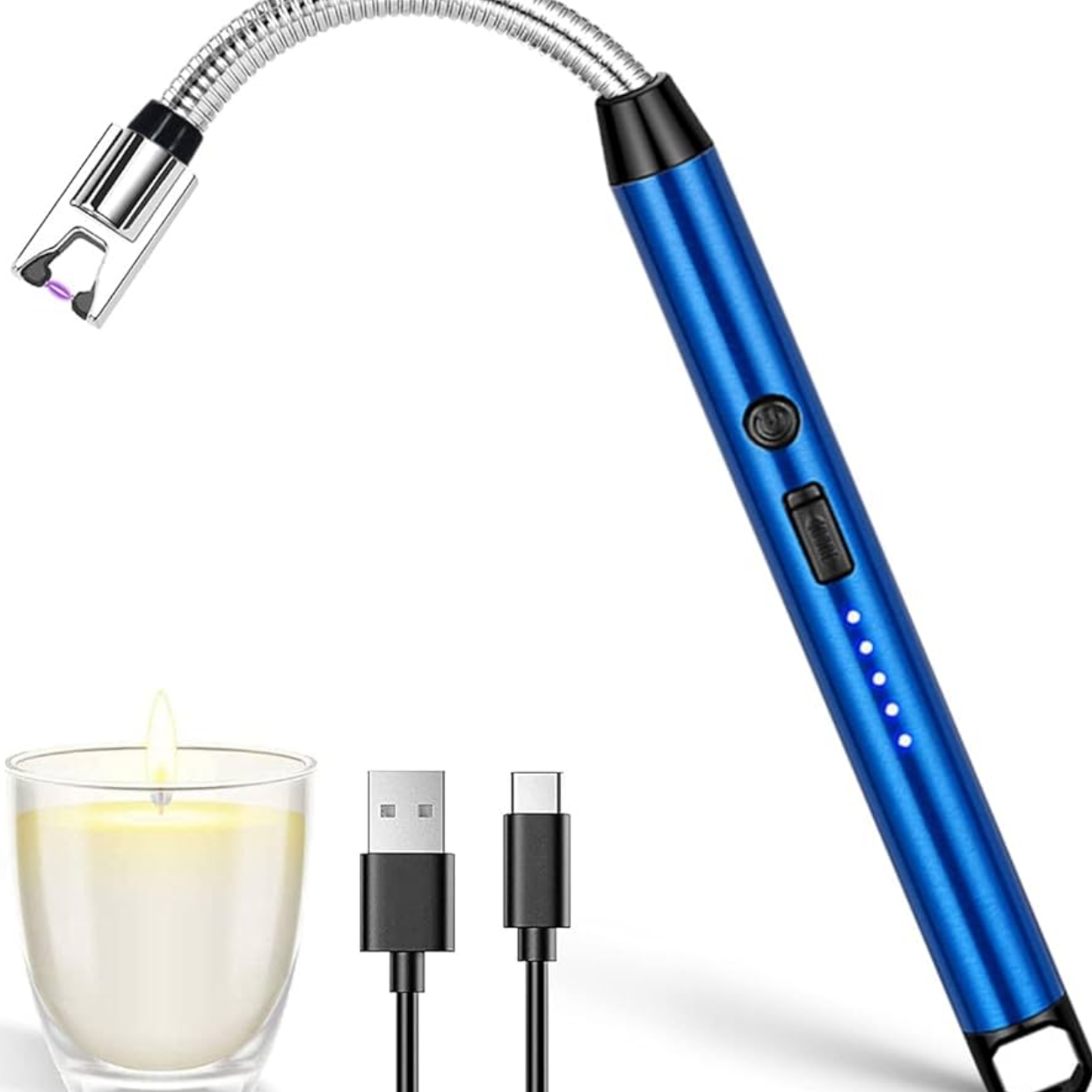 Rechargeable Electric Gas Lighter for Kitchen, Lighter for Gas Stove, Candles, Pooja, C-Type USB, Kitchen Tools, Multi Purpose - 360° Flexible & Windproof