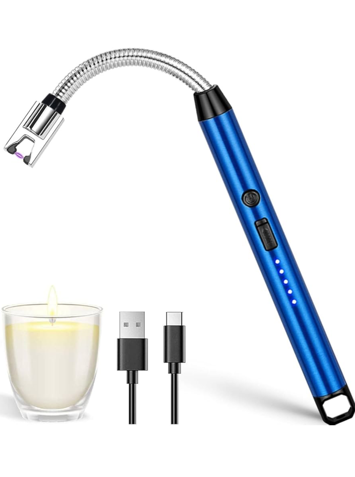 Rechargeable Electric Gas Lighter for Kitchen, Lighter for Gas Stove, Candles, Pooja, C-Type USB, Kitchen Tools, Multi Purpose - 360° Flexible & Windproof
