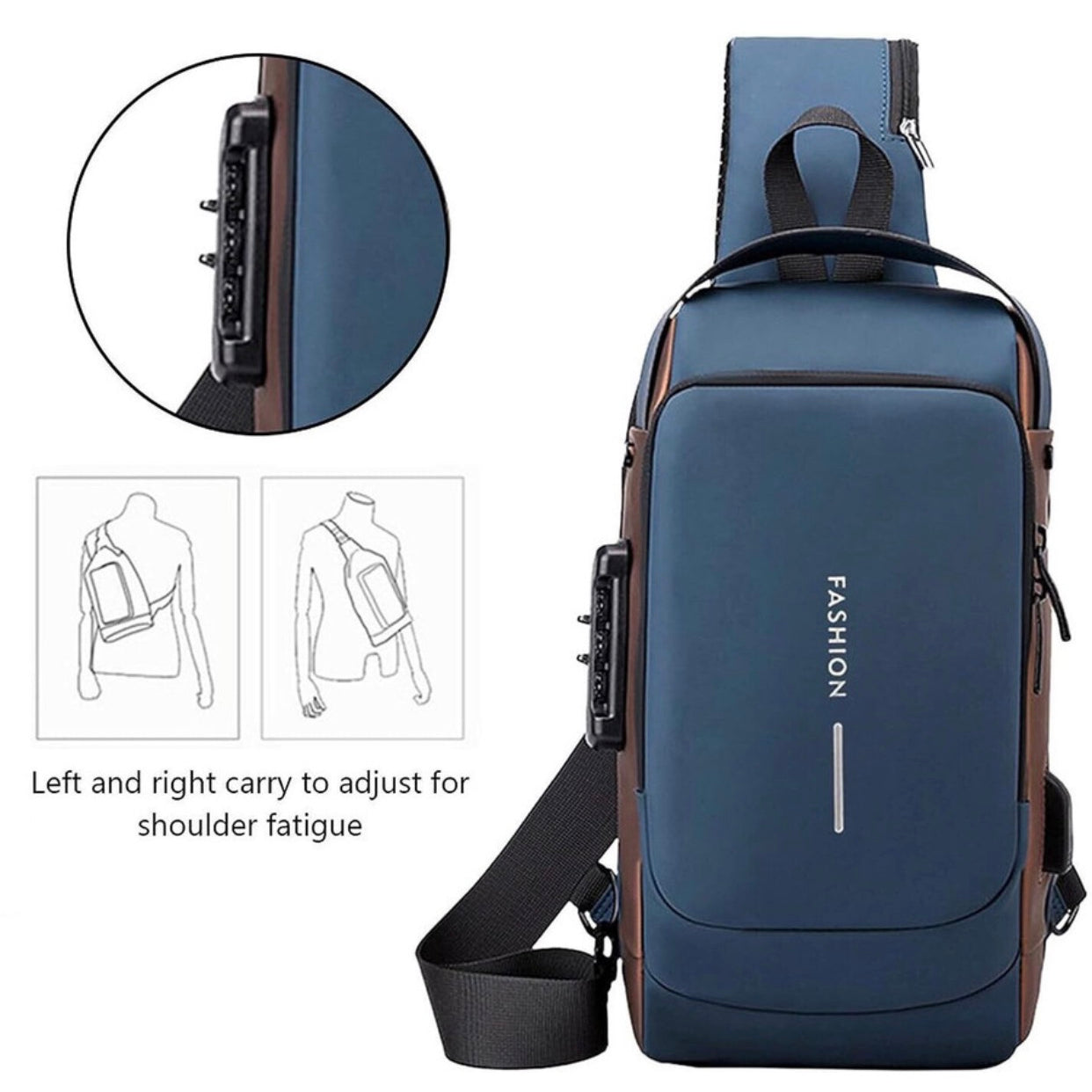 Multifunction Password Anti-Theft Sacgear Backpack Sling Bag Shoulder Crossbody Chest Bag with USB Charging Port Lightweight