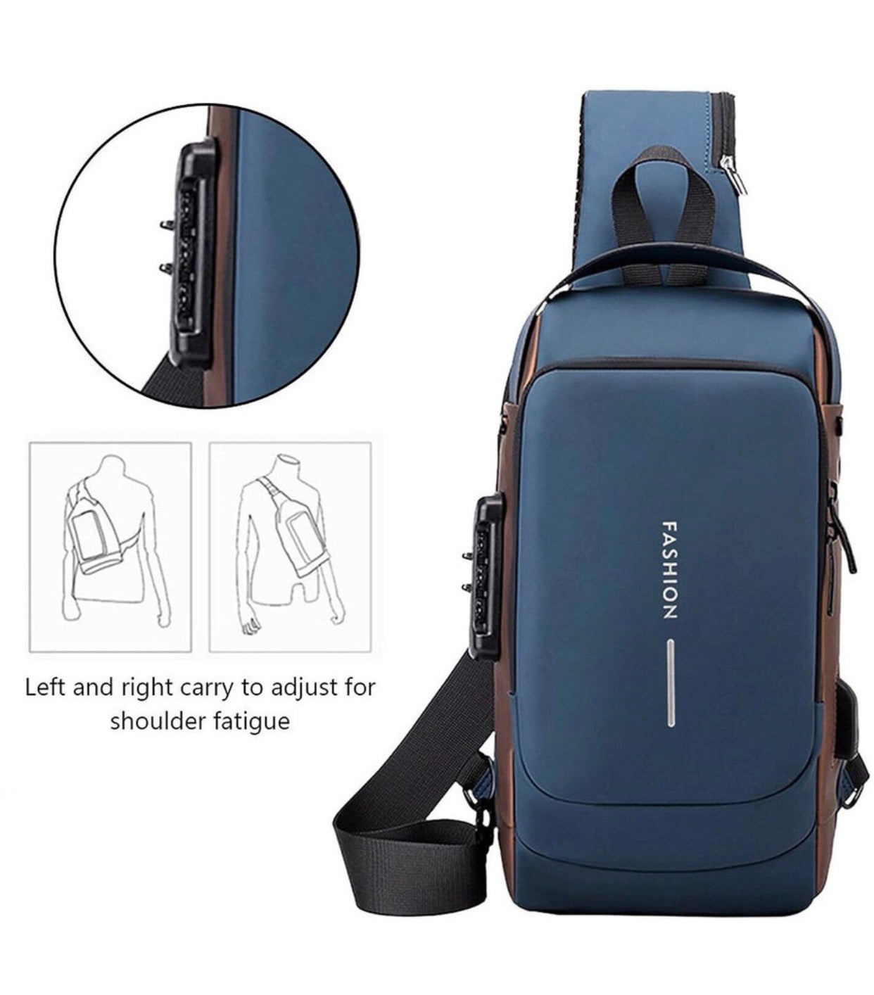 Multifunction Password Anti-Theft Sacgear Backpack Sling Bag Shoulder Crossbody Chest Bag with USB Charging Port Lightweight
