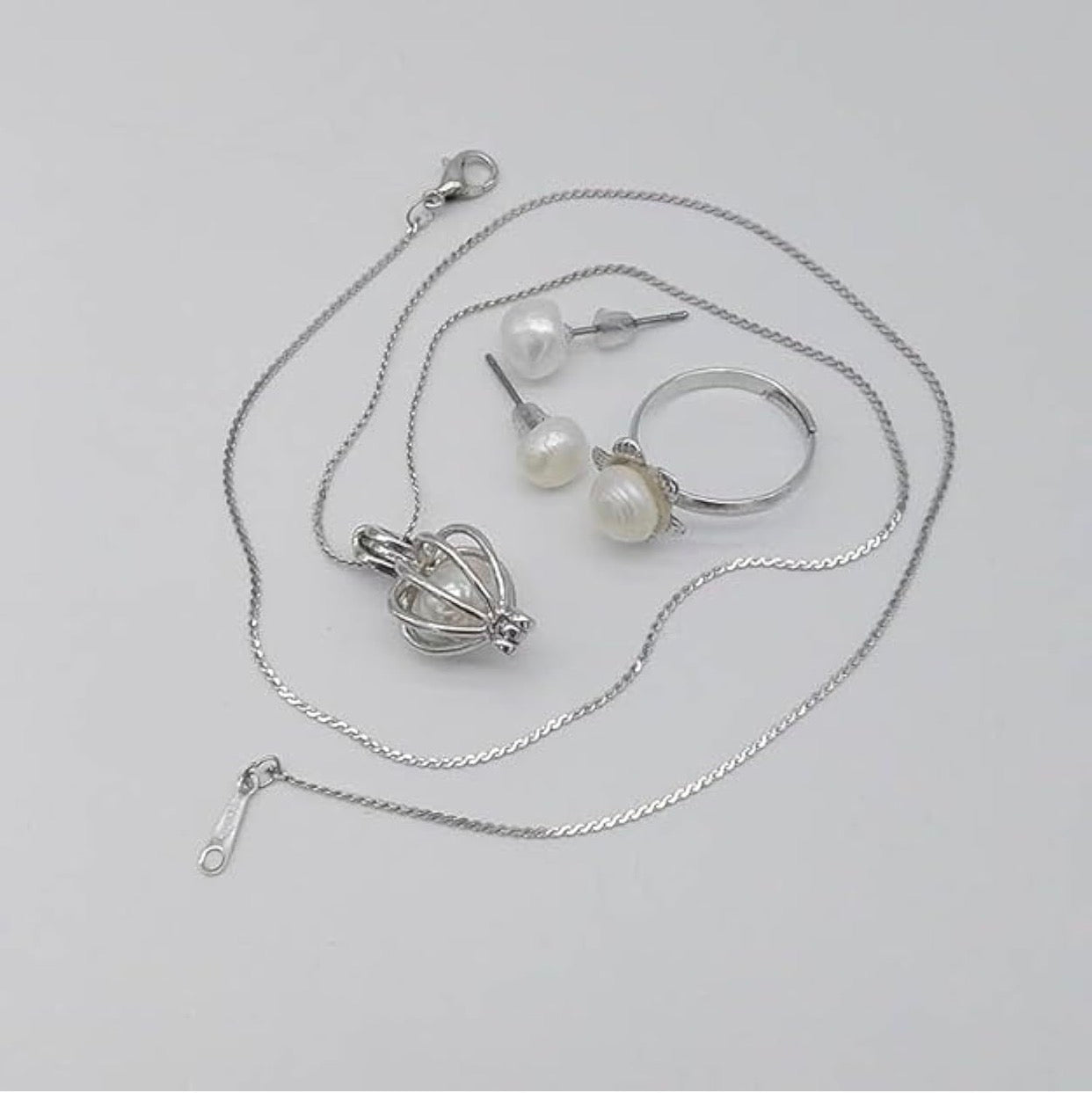 WomenLove Wish White Pearl Kit - Your Own Pearl Pendant love pearl necklace kit with Earrings Valentine Gifts for Girlfriend