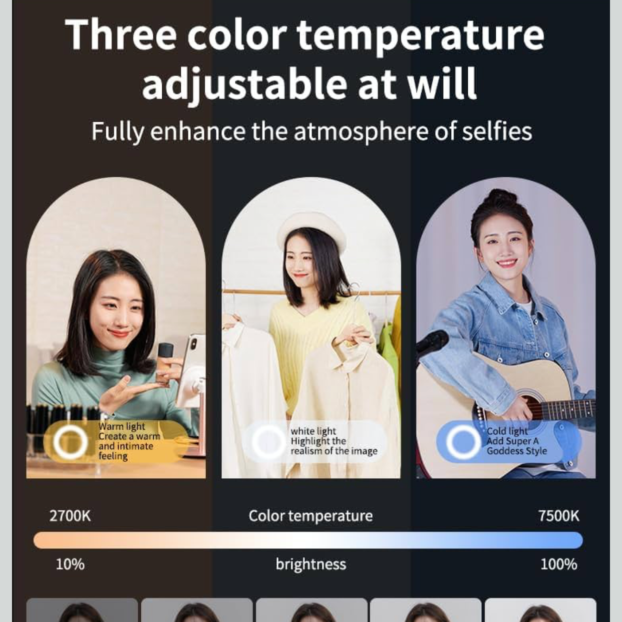 W60 clamp mini Fill Light Phone Selfie Ring Light Three Colors Mode Phone Laptop Camera Photography Video Light for Live Make up Selfie Beauty
