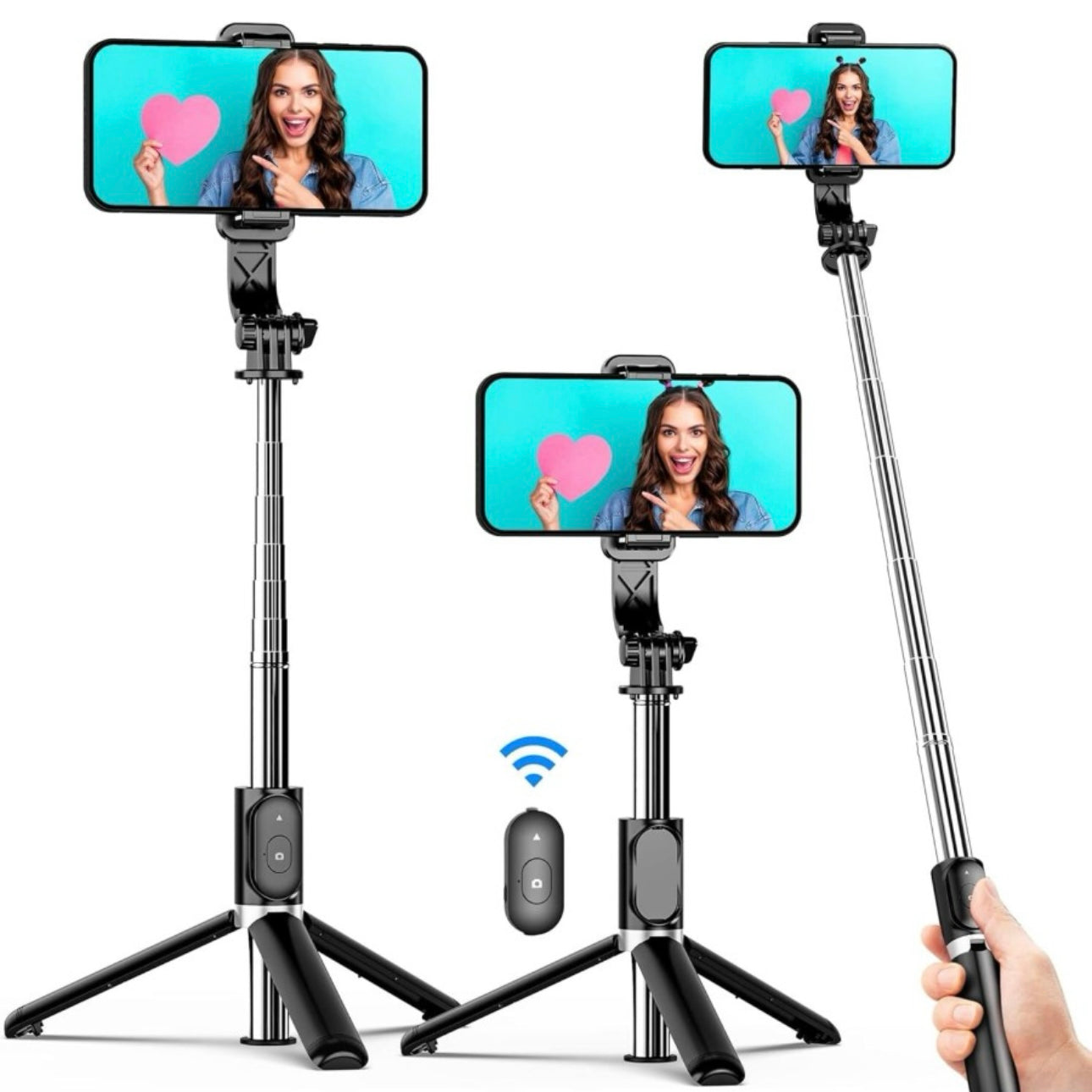 Q07 4 in 1 Extendable Selfie Stick
360 Rotation Tripod Stand Tripod