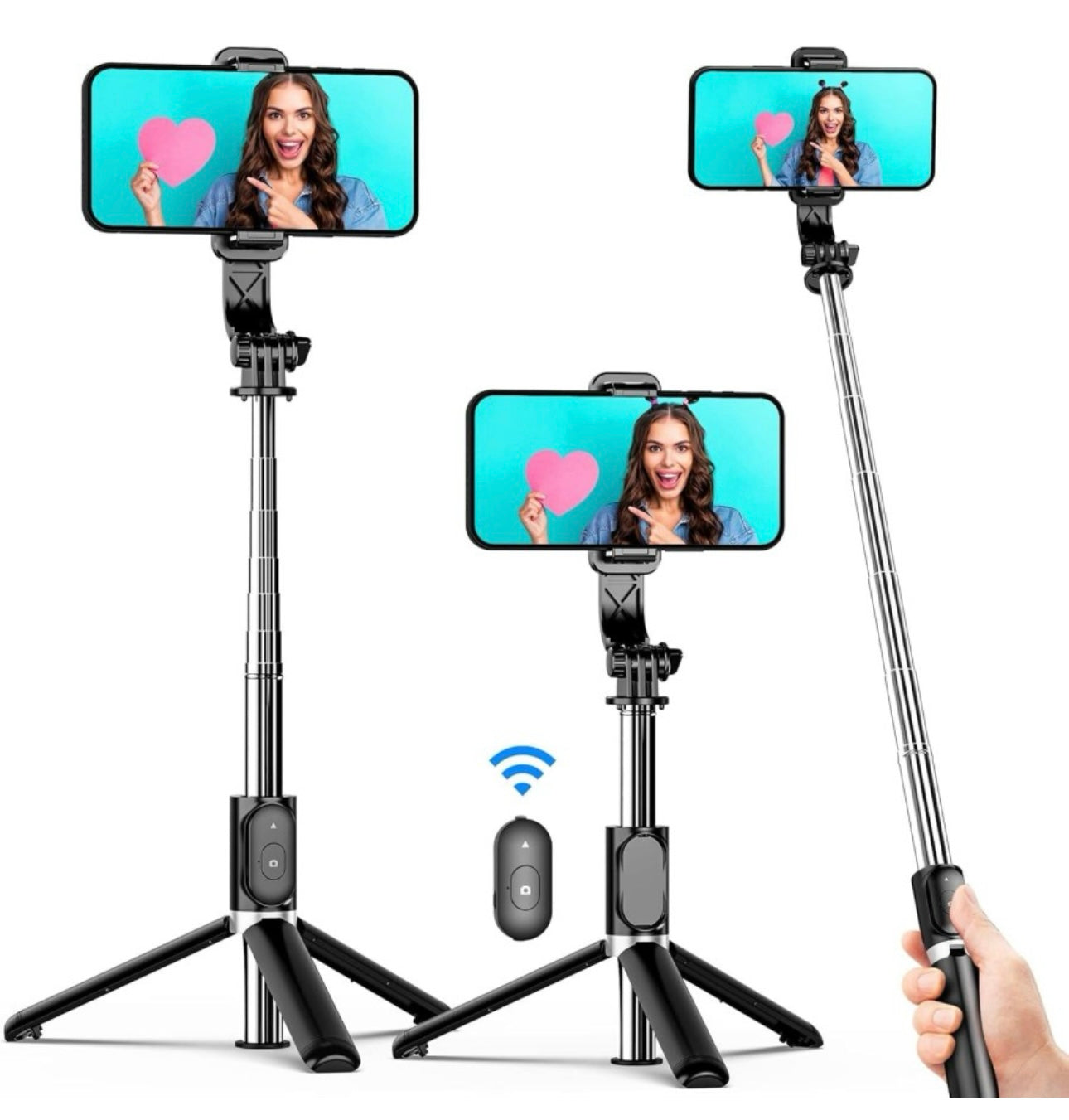 Q07 4 in 1 Extendable Selfie Stick
360 Rotation Tripod Stand Tripod