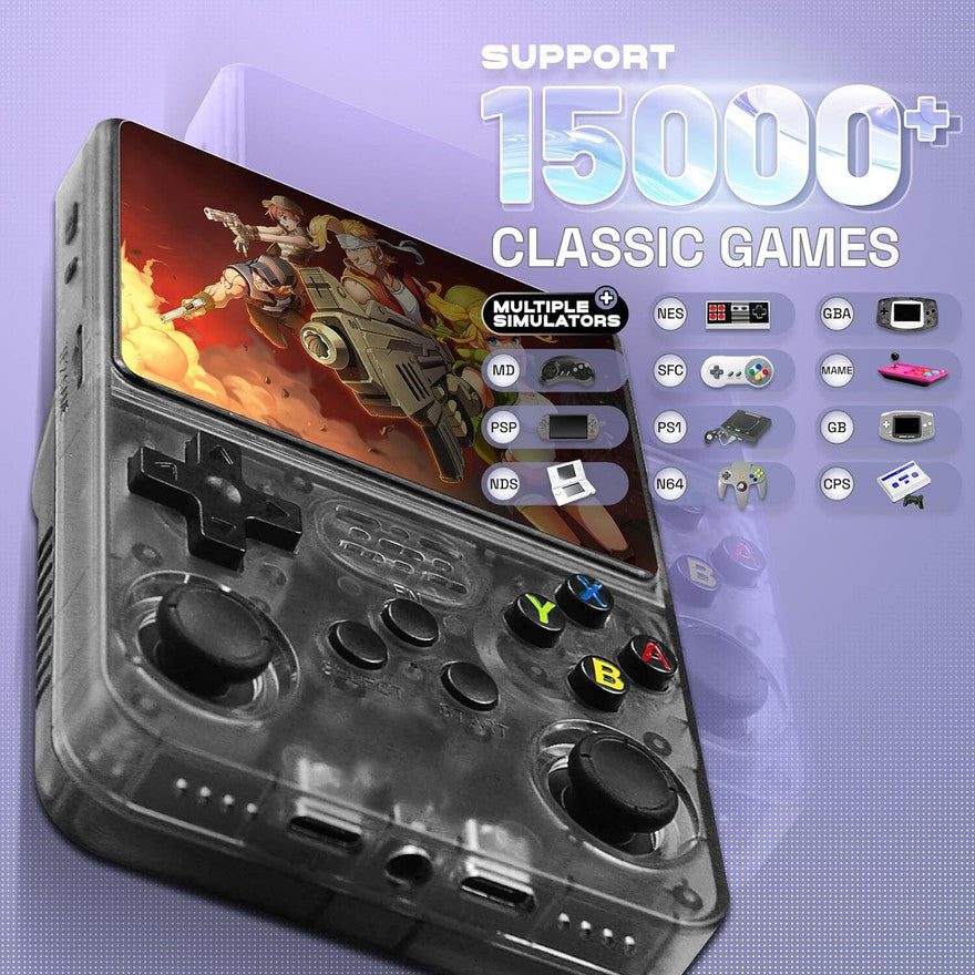 Retro R36S Handheld Gaming Console 64 GB with Retro Games (Black)