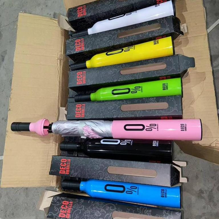 Folding Portable Umbrella with Bottle Cover for UV Protection & Rain