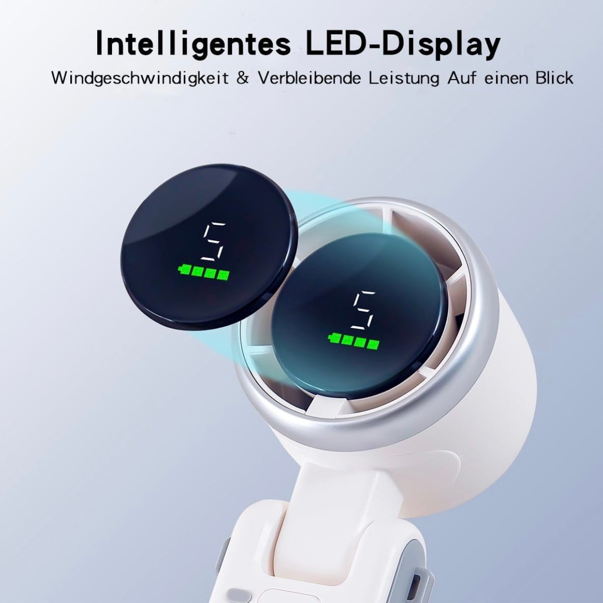 Portable Handheld Turbo Fan, 3600 mAh Battery Operated Fan with LED Display, Portable Mini Fan, 180° Adjustable, 5 Speeds