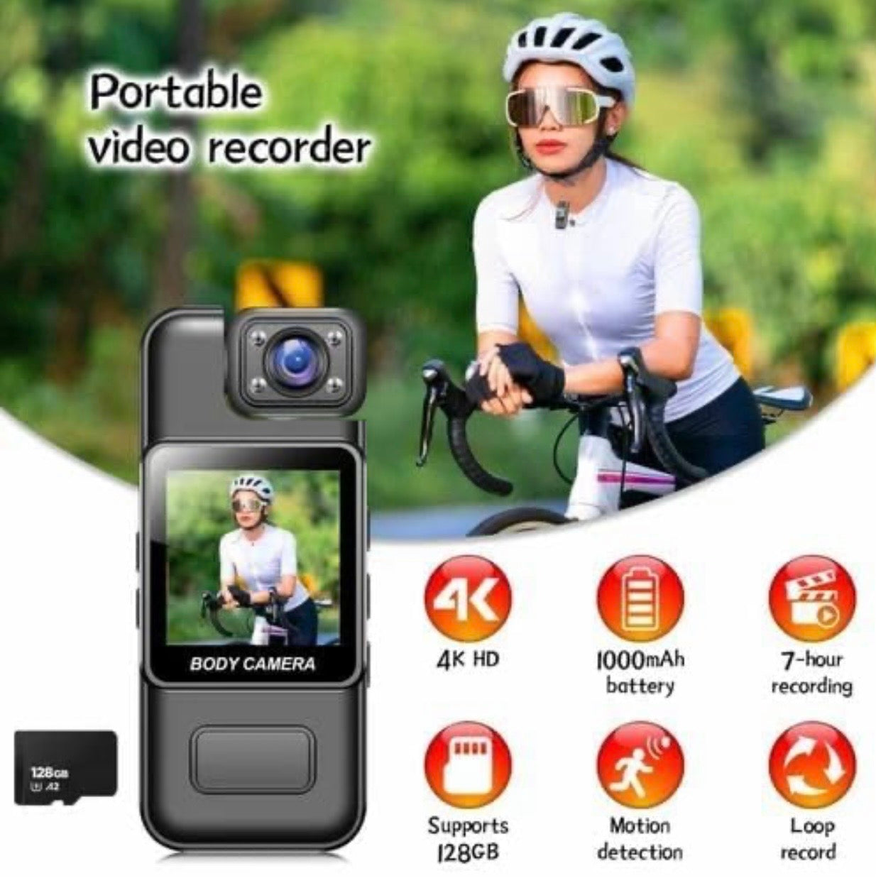 4K HD Digital Video Body Camera/Sports Camera/Travel Recorder With180-degree Rotating Lens